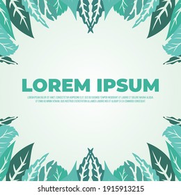 Green leaves illustrated background vector template, Tropical, Plant and Nature, Background