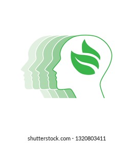green leaves inside human head