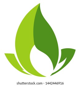 Green leaves isolated corporate identity foliage and greenery vector business icon ecology and environment protection and safety growing and agriculture recycling symbol plant emblem or logo.