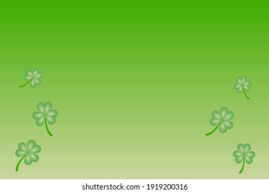 The green leaves isolated on the gradient green background. In concept the Saint Patrick day.