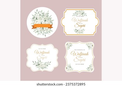 green leaves labels illustration design