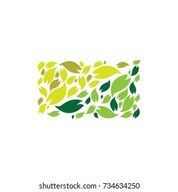 Green Leaves Landscape Vector Logo, leaf logo, nature spring logo template, unique eco logo
