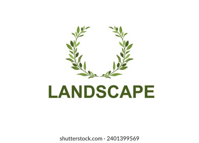 Green leaves laurel wreath logo design, vintage classic nature border frame element.