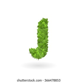 green leaves letter logo j vector illustration of letter j of green leaves organic eco logo green leaves letter logo j color coloration vine summertime scenery pasture texture vines world isolated spr
