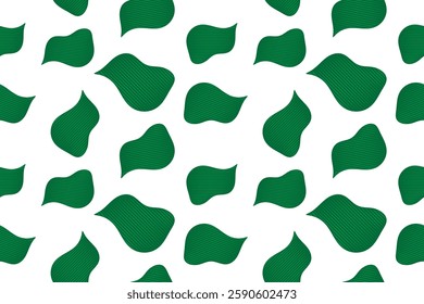 Green Leaves Line Pattern Background. Seamless. Vector illustration. Abstract Nature Wallpaper