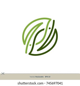 Green Leaves Lines Logo Template Illustration Design. Vector EPS 10.