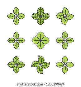Green leaves logo design graphics