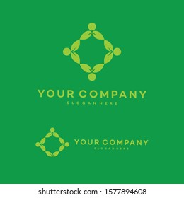 Green Leaves Logo design Infinity loop vector template. Eco Natural Organic  concept icon.
