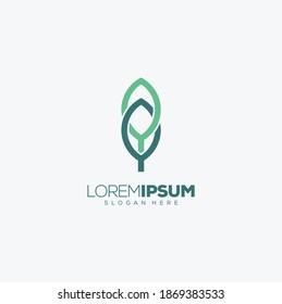 Ilustración de la plantilla de la plantilla del logotipo de las hojas verdes