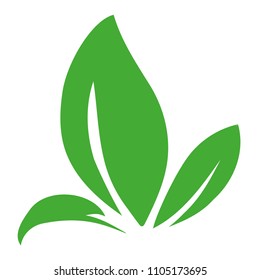 Green Leaves logo icon. Vector illustration, isolated on white background.