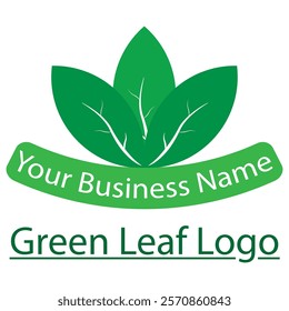 Green Leaves logo isolated on white background. Nature Leaf company logo design. Green leaves of trees and plants. Elements for ECO and bio business logos. EPS vector illustration