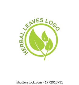 green leaves logo, nice leaf of herbal plant vector illustrations