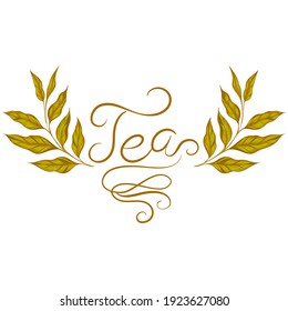 green leaves logo, tea green leaves. vector illustration isolated on white background.

