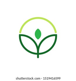 Green leaves logo template vector organic icon design