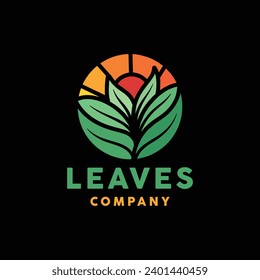 Ilustración del diseño del vector con logotipo de hojas verdes Emblema