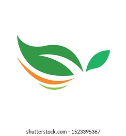 Green leaves logo vector icon