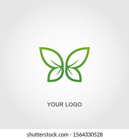 green leaves logo vector template