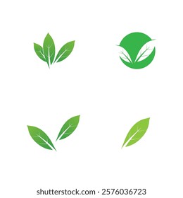 Green leaves logo.green leaf icons set vector template