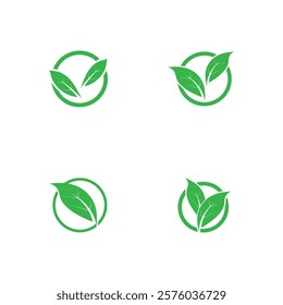 Green leaves logo.green leaf icons set vector template