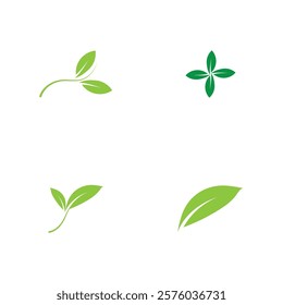 Green leaves logo.green leaf icons set vector template