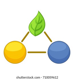 Green leaves molecule icon. Cartoon illustration of green leaves molecule vector icon for web