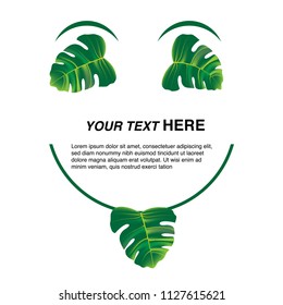 Green Leaves of Monstera vector illustration design for nature pattern or background with white isolated