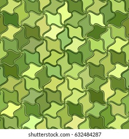 Green leaves mosaic texture background. Seamless pattern. Abstract geometric shapes gradient vector illustration
