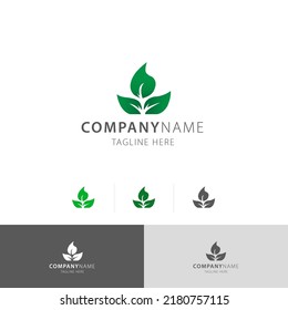 Vector de logotipo natural de hojas verdes