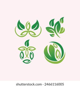 verde hojas naturaleza eco logo planta orgánica fresca símbolo fondo blanco