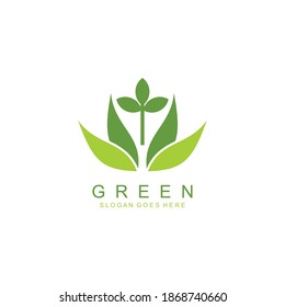 Green leaves nature logo in vector