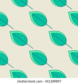 Green leaves nature seamless pattern. Vector illustration