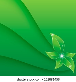 Green leaves on an abstract background