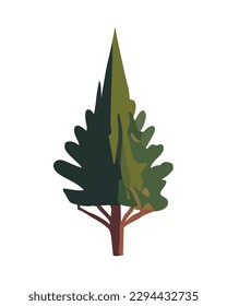 Green leaves on autumn tree in forest over white
