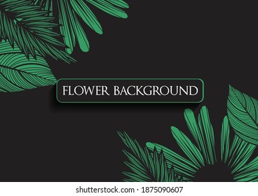Green Leaves on Black Background. Design for Make Up, Fashion, Health Product etc