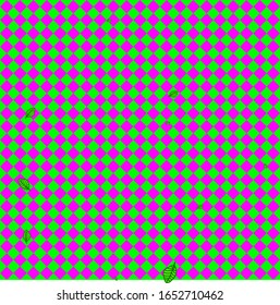 Green leaves on a geometric psychedelic backdrop