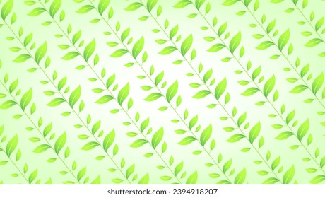 Green leaves on light background. Vector illustration. 