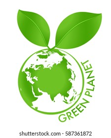 green leaves on a green planet. vector concept
