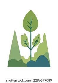 Hojas verdes en el árbol simbolizan el icono de crecimiento de las naturalezas aisladas