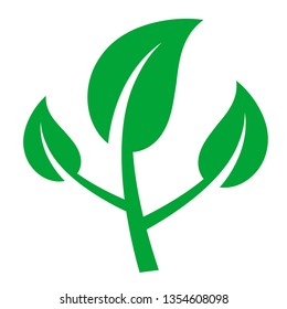 Green leaves on white background. Icon. Vector illustration