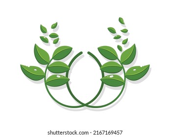 Green leaves on white background .Vector illustrations. New template design for banner, flyer, brochure or voucher. Natural therapy