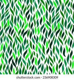 green leaves on a white background vector seamless abstract hand-drawn pattern