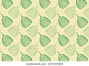Green Leaves on Yellow Background