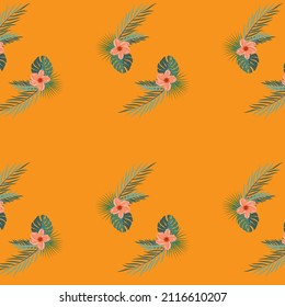 green leaves and orange flower vector design on orange background wedding henna
