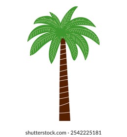 Green leaves palm tree in flat design. Kwanzaa holiday festival symbol plant. Vector illustration isolated.