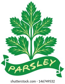 green leaves of parsley label 