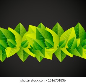 Green leaves pattern background. Ecology modern abstract template. Nature concept