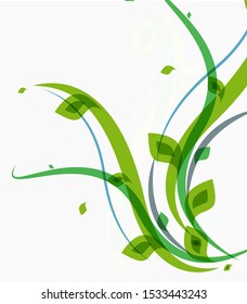 Green leaves pattern background. Ecology modern abstract template. Nature concept