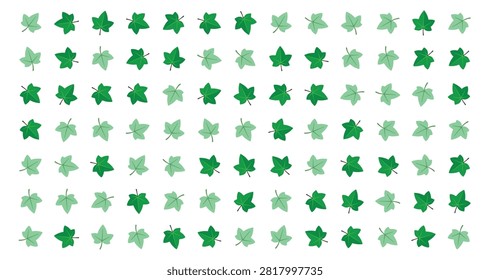 green leaves pattern featuring different shades and shapes spaced evenly on white background decorative natural design