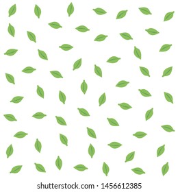 Green leaves pattern. Seamless vector plants background with chaotic botanical elements. Stylish trendy simple nature 10 eps wallpaper for design, fabric, textile, cover.