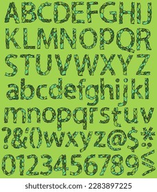 Green Leaves Pattern Sketch Font